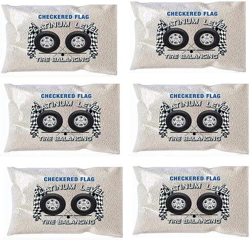 Checkered Flag Tire Balancing Beads - Internal Tire Balance Balls 6-Pack of 6oz Bags - TPMS-Safe Wheel Balance for Motorcycle, Semi Truck, Offroad, Trailer Tires - 2mm Ceramic Compound in Saudi Arabia