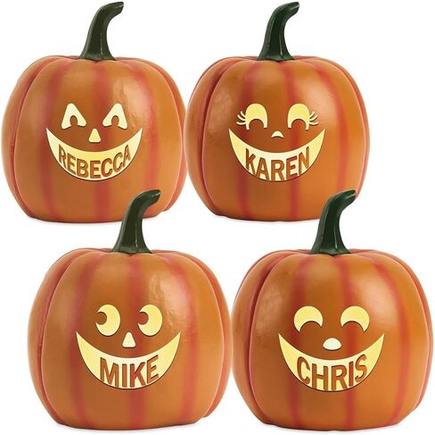 قادت ليليان فيرنون مخصصة جاك أو فانوس مع عيون مستديرة-فانوس الهالوين ، قابلة للتخصيص ، ضوء اليقطين ، ديكور موسمي in Kuwait