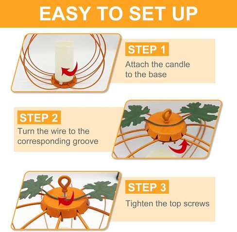 Halloween Metal Pumpkin Candle Holder, 3 Pcs Light up Black Pumpkin Lantern with LED Flickering Yellow Candle Lights Build in Timer for Thanksgiving Halloween Harvest Fall Home Decor in Saudi Arabia