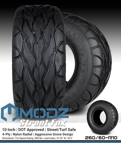MODZ® Street Fox 23x10-R14 Radial DOT Golf Cart Tire Street Low Profile (4-Ply) - Set of Four in Kuwait