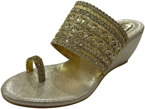Women Slip-On Sandals Ethnic Wedge Heels Party Casual Shoes Comfortable Traditional Platforms Wedding Footwear in Saudi Arabia