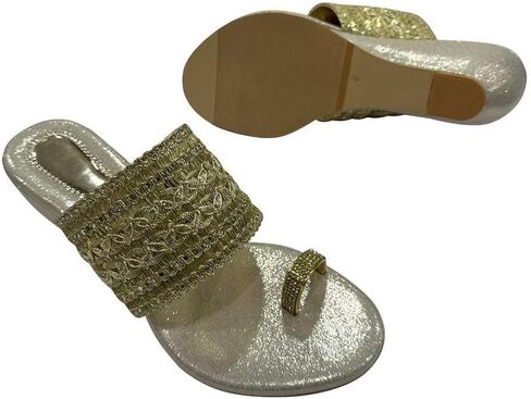 Women Slip-On Sandals Ethnic Wedge Heels Party Casual Shoes Comfortable Traditional Platforms Wedding Footwear in Saudi Arabia