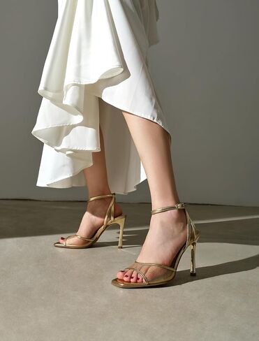 Strappy Heels for Women Dress Sandals Square Open Toe Heels Mesh Sexy Summer Shoes in Saudi Arabia