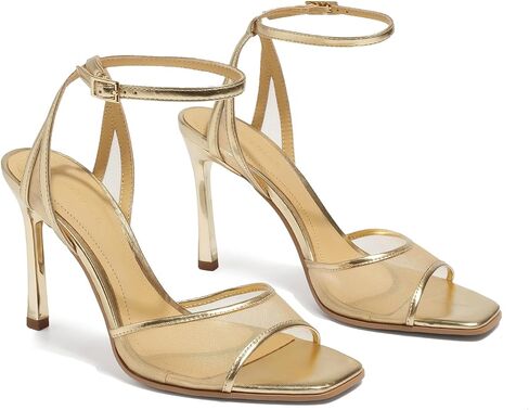 Strappy Heels for Women Dress Sandals Square Open Toe Heels Mesh Sexy Summer Shoes in Saudi Arabia
