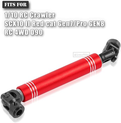 أعمدة القيادة العالمية RC 98-115 مم ترقيات المحاور لـ 1/10 RC الزاحف Axia1 SCX10 II Redcat Gen7/Pro GEN8 RC4WD D90، الفولاذ الصلب مع سبائك الألومنيوم CVD العالمي قطعتان، 98 مم - 115 مم، أحمر in Saudi Arabia