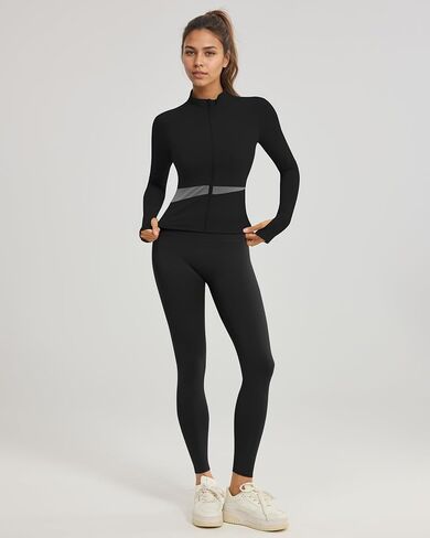 Locachy Women's Lightweight Workout Athletic Jacket Slim Fit Full Zip Butterluxe Cropped Running Yoga Coats with Thumb Hole in Saudi Arabia
