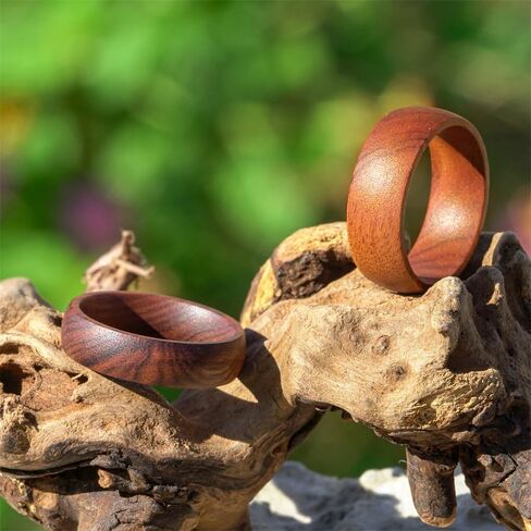 6mm 8mm Men Women Natural Iron Wood Ring Iron Wood Anniversary Wedding Ring Band,Domed Couple Wood Anniversary Ring with Free Zebra Wooden Ring Box in Saudi Arabia