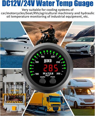 مقياس درجة حرارة الماء مع مستشعر 1/8npt وقوس 300 درجة فهرنهايت عرض درجة حرارة سائل تبريد المياه الرقمية لسيارات الشاحنات سفن السيارات قارب السيارات البحرية 2 "/52 ملم in Kuwait