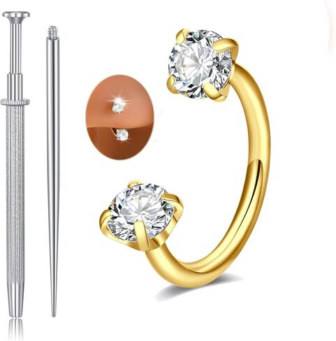 MODRSA Gold Horseshoe Nose Ring 20g Double Gem Horse Shoe Nose Ring Hoop for Women Surgical Steel Half Hoop U Shape Tragus Earring Hoops Labret Lip Helix Piercing Jewelry Septum Rings 20 Gauge 1pcs in Saudi Arabia