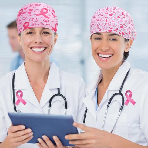 Croknit 6 Pcs Scrub Caps Satin Lined Scrub Caps Women Nurse Surgical Hat with Sweatband Buttons Adjustable Pouch Tie Back in Kuwait