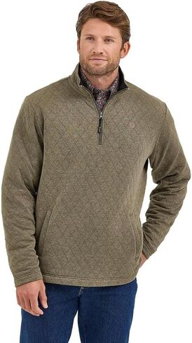 Wrangler Men's George Strait Olive 1/4 Zip Pullover in Saudi Arabia