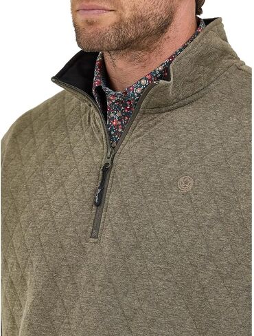 Wrangler Men's George Strait Olive 1/4 Zip Pullover in Saudi Arabia