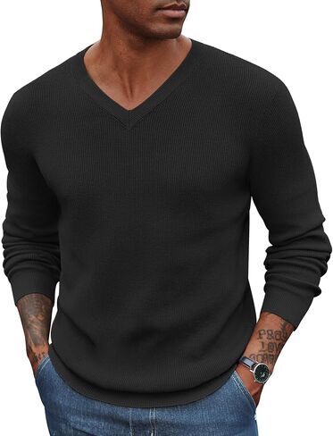 Coofandy Men v Deck Dress Sweater متماسك طويل الأكمام الطويلة in Saudi Arabia