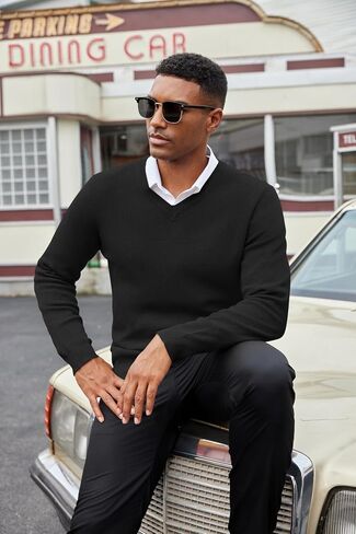 Coofandy Men v Deck Dress Sweater متماسك طويل الأكمام الطويلة in Saudi Arabia