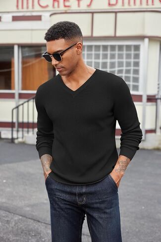 Coofandy Men v Deck Dress Sweater متماسك طويل الأكمام الطويلة in Saudi Arabia