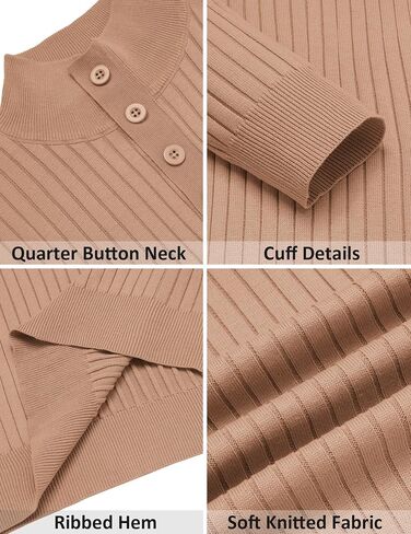 COOFANDY Mens Quarter Button Sweater Long Sleeve Stand Collar Sweaters Casual Knitted Ribbed Dress Pullover in Saudi Arabia