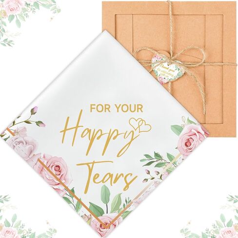 Happy Tears Handkerchief Elegant Bridal Shower Handkerchief for Mother of the Bride Gifts on Wedding Day Mom Guest in Saudi Arabia