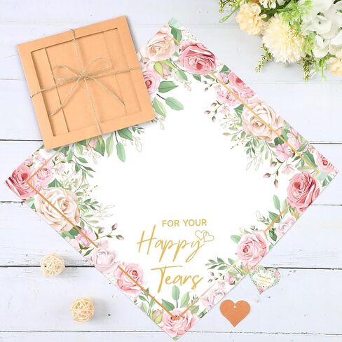 Happy Tears Handkerchief Elegant Bridal Shower Handkerchief for Mother of the Bride Gifts on Wedding Day Mom Guest in Saudi Arabia