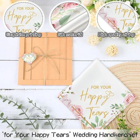 Happy Tears Handkerchief Elegant Bridal Shower Handkerchief for Mother of the Bride Gifts on Wedding Day Mom Guest in Saudi Arabia