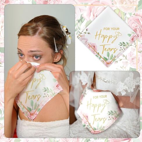 Happy Tears Handkerchief Elegant Bridal Shower Handkerchief for Mother of the Bride Gifts on Wedding Day Mom Guest in Saudi Arabia