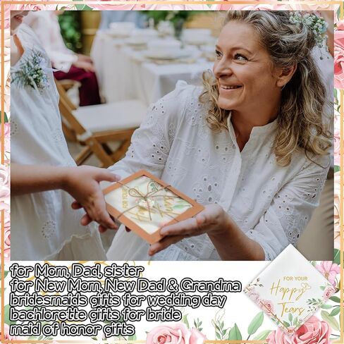 Happy Tears Handkerchief Elegant Bridal Shower Handkerchief for Mother of the Bride Gifts on Wedding Day Mom Guest in Saudi Arabia
