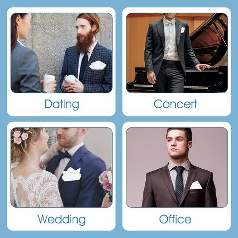 Pocket Squares for Men Invisible Pockets Square Holder 10'' Handkerchiefs with Pocket White Suit Handkerchiefs for Daily Wedding Party Business Groom Casual Banquet Vests White Jackets in Saudi Arabia