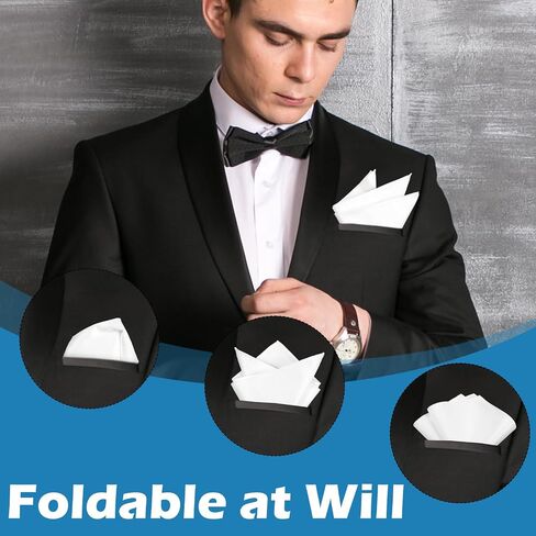 Pocket Squares for Men Invisible Pockets Square Holder 10'' Handkerchiefs with Pocket White Suit Handkerchiefs for Daily Wedding Party Business Groom Casual Banquet Vests White Jackets in Saudi Arabia