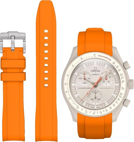 حزام Stanchev لساعة Moonswatch ، فرقة استبدال السيليكون المنحنية متوافقة مع Omega X Swatch Speedmaster Moonswatch 20mm ، حزام ناعم 22 مم للرجال نساء in Kuwait