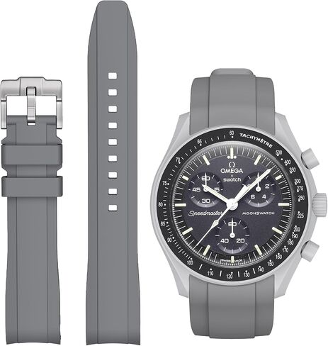 حزام Stanchev لساعة Moonswatch ، فرقة استبدال السيليكون المنحنية متوافقة مع Omega X Swatch Speedmaster Moonswatch 20mm ، حزام ناعم 22 مم للرجال نساء in Kuwait