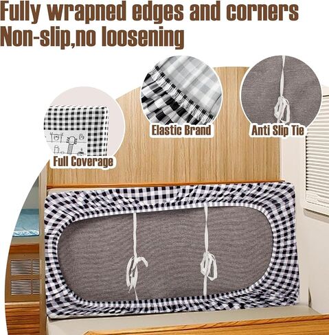 6pcs Rv Dinette Cushion Covers Stretch Washable Rv Cushion Slipcove Replacement for Camper Car Bench, 2 Pillowcase, 2 Backrest and 2 Bench Covers (Brown Wooden) in Saudi Arabia
