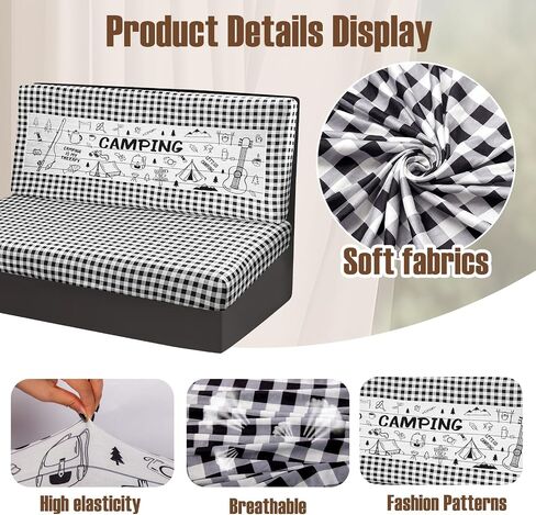6pcs Rv Dinette Cushion Covers Stretch Washable Rv Cushion Slipcove Replacement for Camper Car Bench, 2 Pillowcase, 2 Backrest and 2 Bench Covers (Brown Wooden) in Saudi Arabia