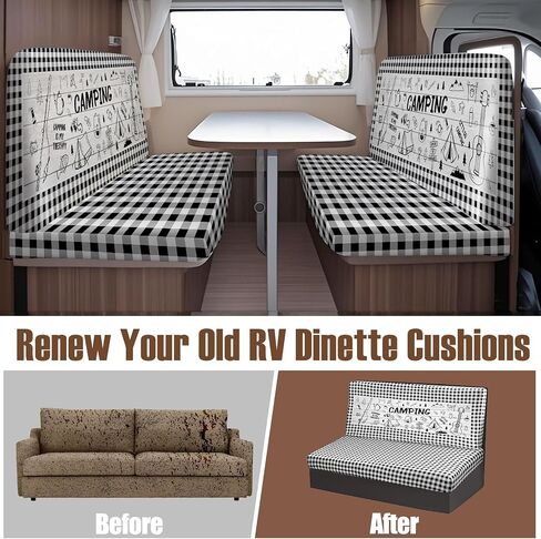 6pcs Rv Dinette Cushion Covers Stretch Washable Rv Cushion Slipcove Replacement for Camper Car Bench, 2 Pillowcase, 2 Backrest and 2 Bench Covers (Brown Wooden) in Saudi Arabia