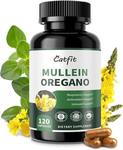كبسولات زيت Mullein Oregano للرئتين Detox-7 في 1Pure Herbal Mullein extract ، Elderberry ، Turmeric ، Mentha for Esheratory and Immune ، تطهير الرئة للمدخنين ، النباتي ، غير المعدلة وراثيًا (120 كبسولة) in Kuwait