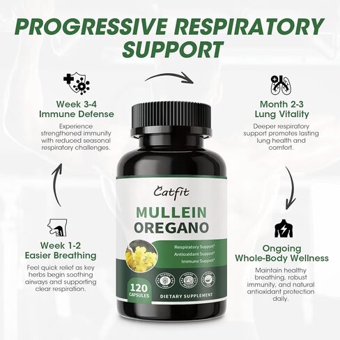 كبسولات زيت Mullein Oregano للرئتين Detox-7 في 1Pure Herbal Mullein extract ، Elderberry ، Turmeric ، Mentha for Esheratory and Immune ، تطهير الرئة للمدخنين ، النباتي ، غير المعدلة وراثيًا (120 كبسولة) in Kuwait