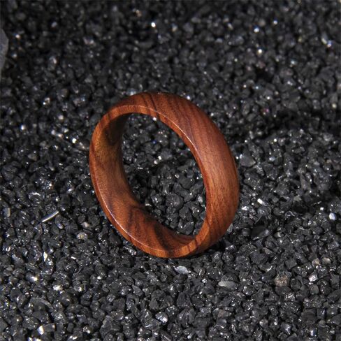 6mm 8mm Men Women Natural Iron Wood Ring Iron Wood Anniversary Wedding Ring Band,Domed Couple Wood Anniversary Ring with Free Zebra Wooden Ring Box in Saudi Arabia
