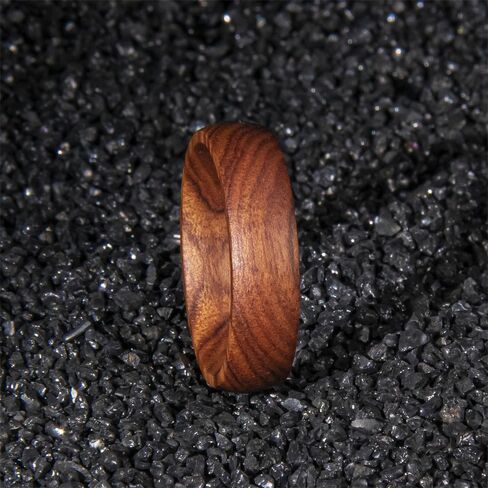 6mm 8mm Men Women Natural Iron Wood Ring Iron Wood Anniversary Wedding Ring Band,Domed Couple Wood Anniversary Ring with Free Zebra Wooden Ring Box in Saudi Arabia