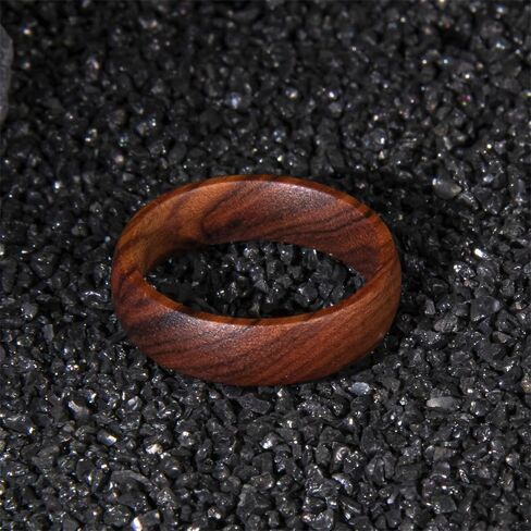 6mm 8mm Men Women Natural Iron Wood Ring Iron Wood Anniversary Wedding Ring Band,Domed Couple Wood Anniversary Ring with Free Zebra Wooden Ring Box in Saudi Arabia