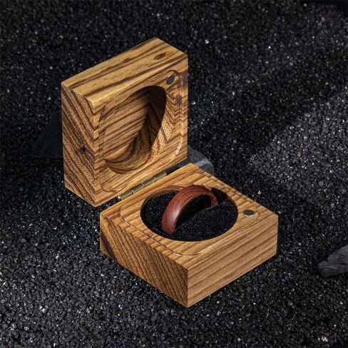 6mm 8mm Men Women Natural Iron Wood Ring Iron Wood Anniversary Wedding Ring Band,Domed Couple Wood Anniversary Ring with Free Zebra Wooden Ring Box in Saudi Arabia