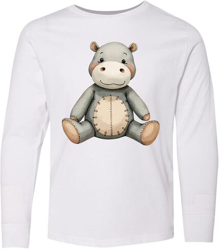inktastic Cute Hippopotamus Youth Long Sleeve T-Shirt in Saudi Arabia