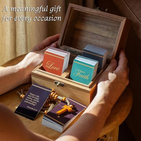 Bible Verse Box- Christian Gifts For Women Men, Religious Faith Gift for Women, Mom Sister Birthday Baptism Retirement Gift, Christian Home Decor, 200 Prayer Scripture Cards in Saudi Arabia