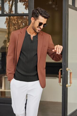 Coofandy Mens متماسكة الأكمام طويلة الأكمام سوائل البولو السترة السترة السترة ذات العنق الخامس in Saudi Arabia
