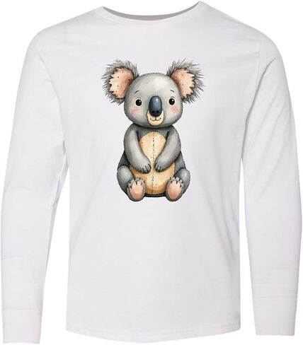 inktastic Vintage Knitted Plush Koala Bear Youth Long Sleeve T-Shirt in Saudi Arabia