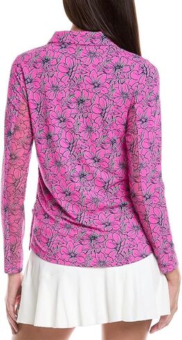 IBKUL Athleisure Wear Sun Protective UPF 50+ Icefil Cooling Diana Print Adjustable Length Long Sleeve Polo - 48930 in Kuwait