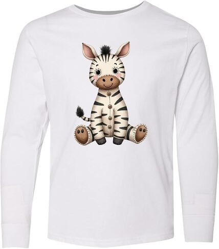 inktastic Vintage Knitted Plush Zebra Youth Long Sleeve T-Shirt in Saudi Arabia