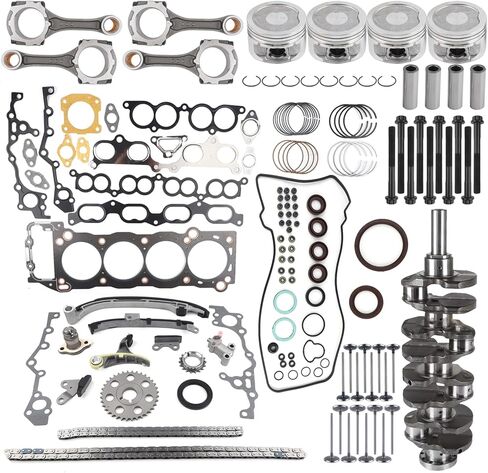 3RZ-FE 2.7L Engine Rebuild Overhaul Kit w/Timing Chain Kit,Crankshaft,Head Gasket Set & Connecting Rod Compatible with Toyota Tacoma T100 4Runner Replace# 13411-75020 13101-75041 13201-79205 in Saudi Arabia