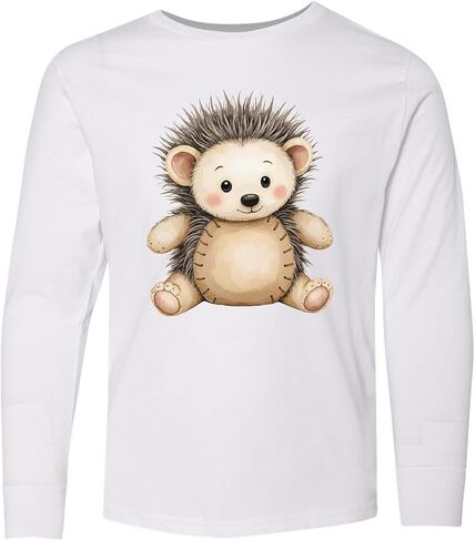 inktastic Vintage Knitted Plush Hedgehog Youth Long Sleeve T-Shirt in Saudi Arabia