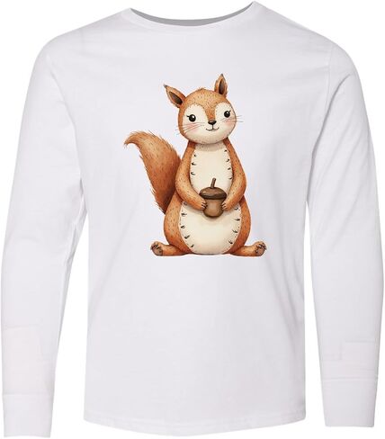 inktastic Vintage Knitted Plush Squirrel Youth Long Sleeve T-Shirt in Saudi Arabia