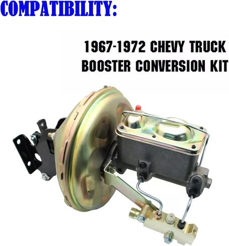 لعام 1967-1972 تشيفي C10 Suburban Pickup Truck 11 "Power Brake Booster Kit مع 1-1/8" أسطوانة رئيسية لفرامل قرص القرص ، وأسلوب Delco ، ومجموعة الصمامات المتناسب وتجميع دواسة الفرامل in Saudi Arabia