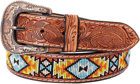 HILASON Western Genuine Leather Belt for Men Women Cowboy Cowgirl Handmade Unisex Full Grain Heavy Duty Tooled Beaded in Saudi Arabia