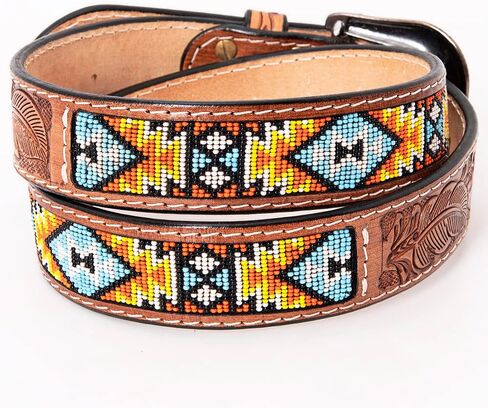 HILASON Western Genuine Leather Belt for Men Women Cowboy Cowgirl Handmade Unisex Full Grain Heavy Duty Tooled Beaded in Saudi Arabia